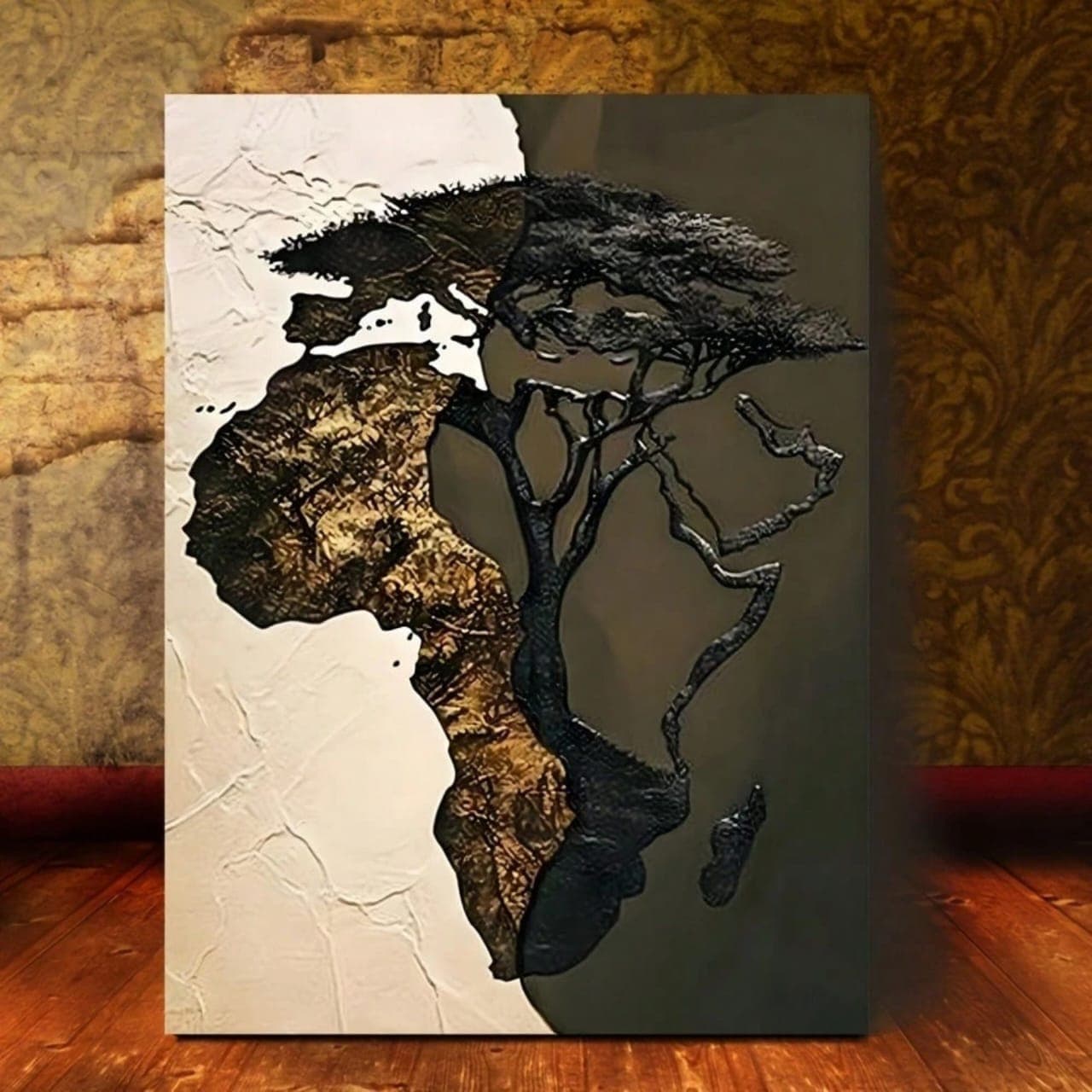 1pc African Map Wall Canvas Painting With Frame 40 by 50cm E030SN