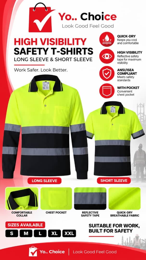 L150SN High Visibility Safety T-Shirt – Long Sleeve & Short Sleeve