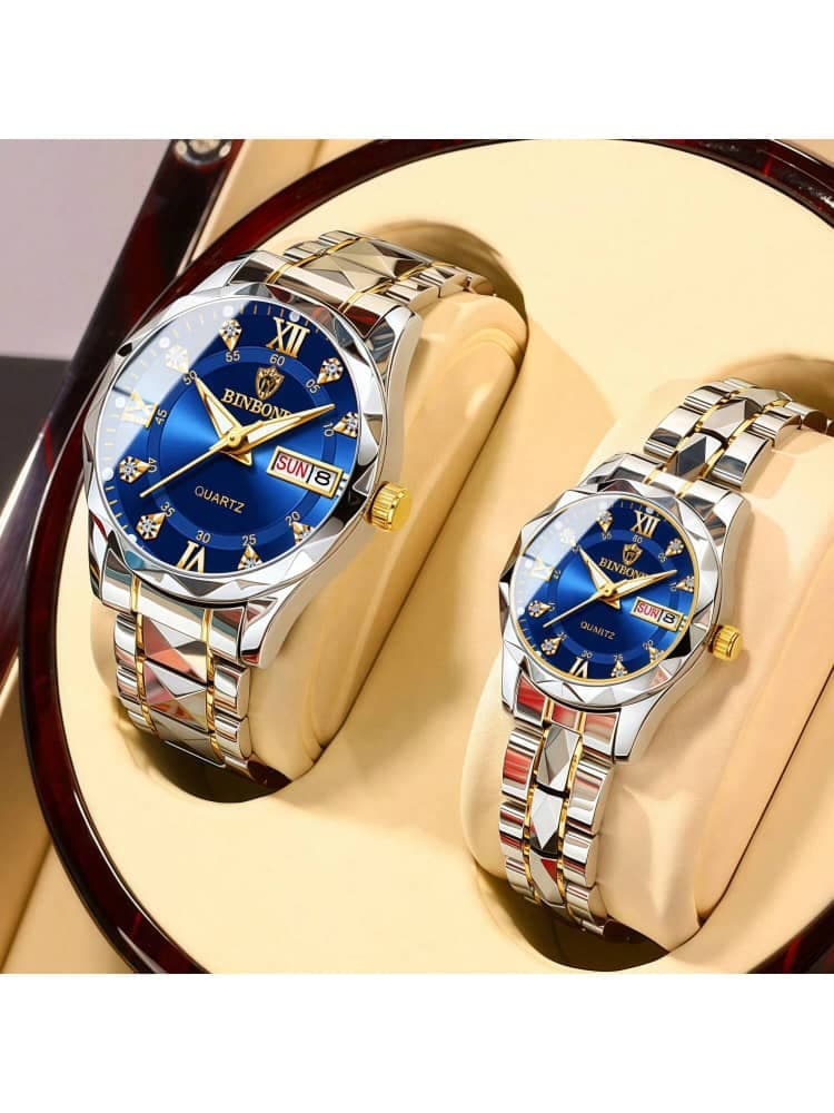2-Piece Stainless Steel Couple Watch Set L036SN