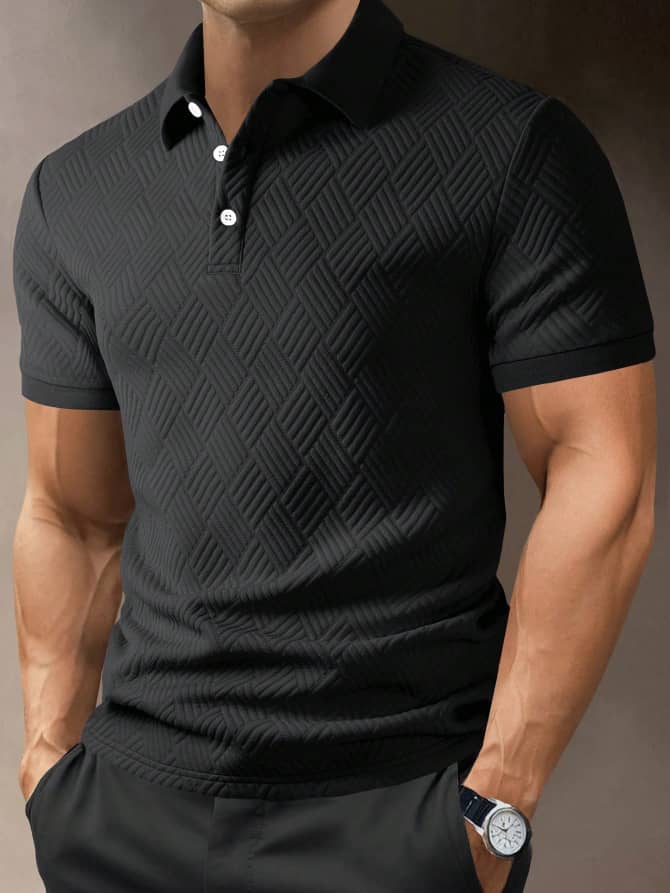 L111SN Calvornis Men's Solid Color Casual Polo Shirt