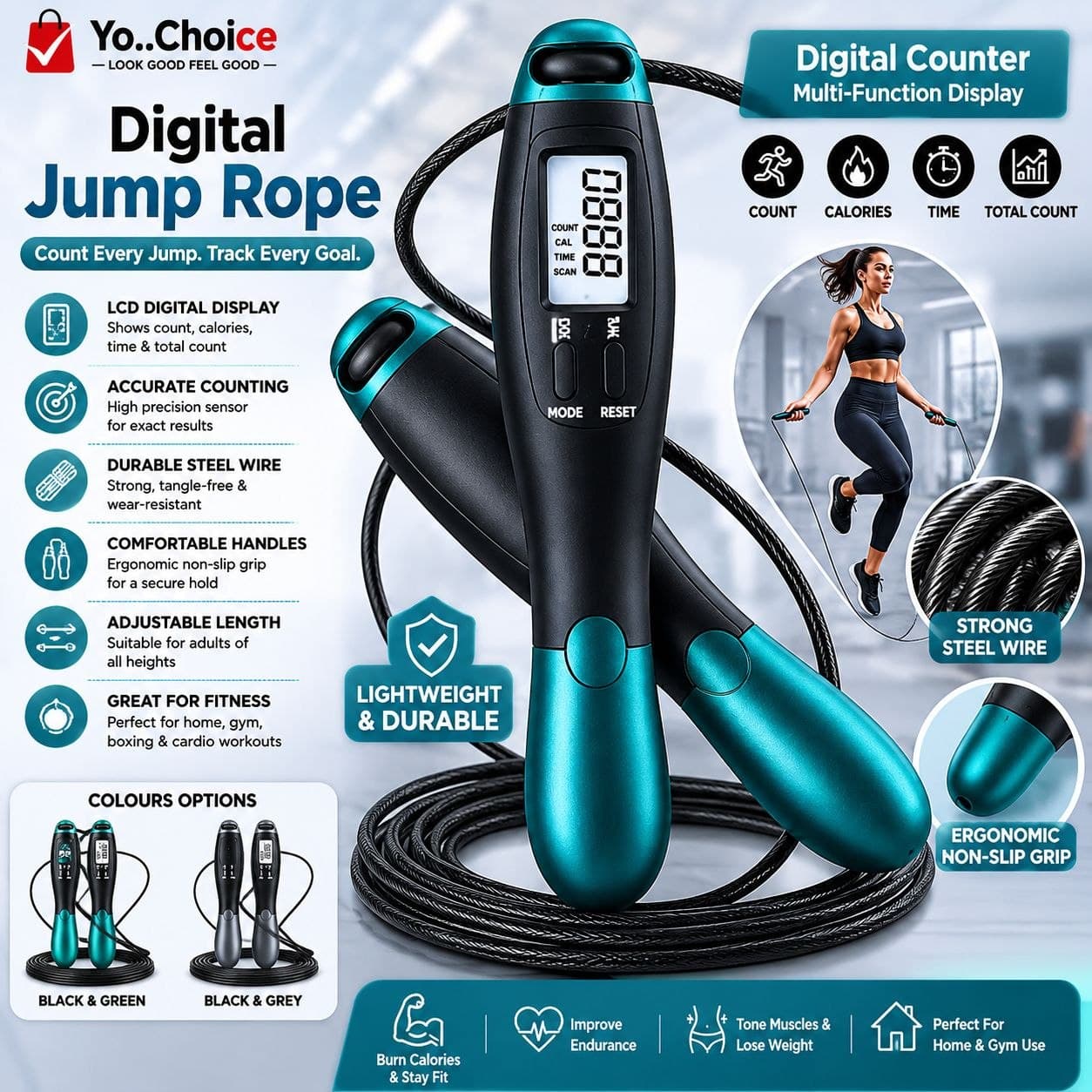 Adult Steel Wire Counting Jump Rope Fitness Equipment