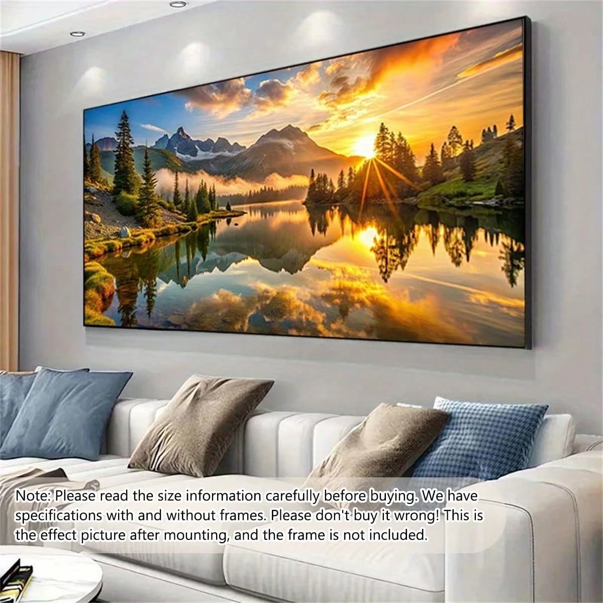 Modern Sunrise Hiking Art Canvas Painting, Travel, Mountain Lake Landscape Poster NOT FRAMED, 50 BY 100CM E026SN